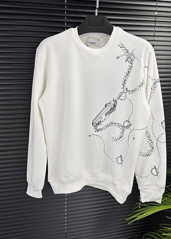 Beyaz Baskılı Uzun Kollu Pamuklu Sweatshirt - Görsel 6