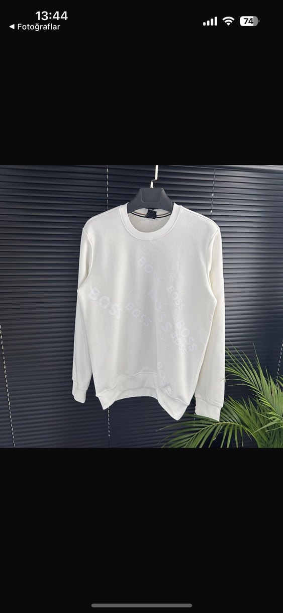 Beyaz Baskılı Uzun Kollu Pamuklu Sweatshirt - Görsel 2