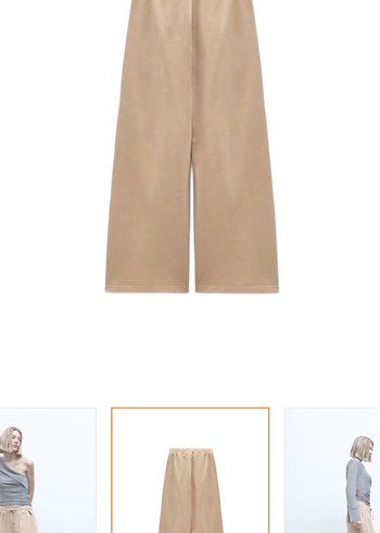 Zara Şahika Gürkan Geniş Paça Bej Pantolon