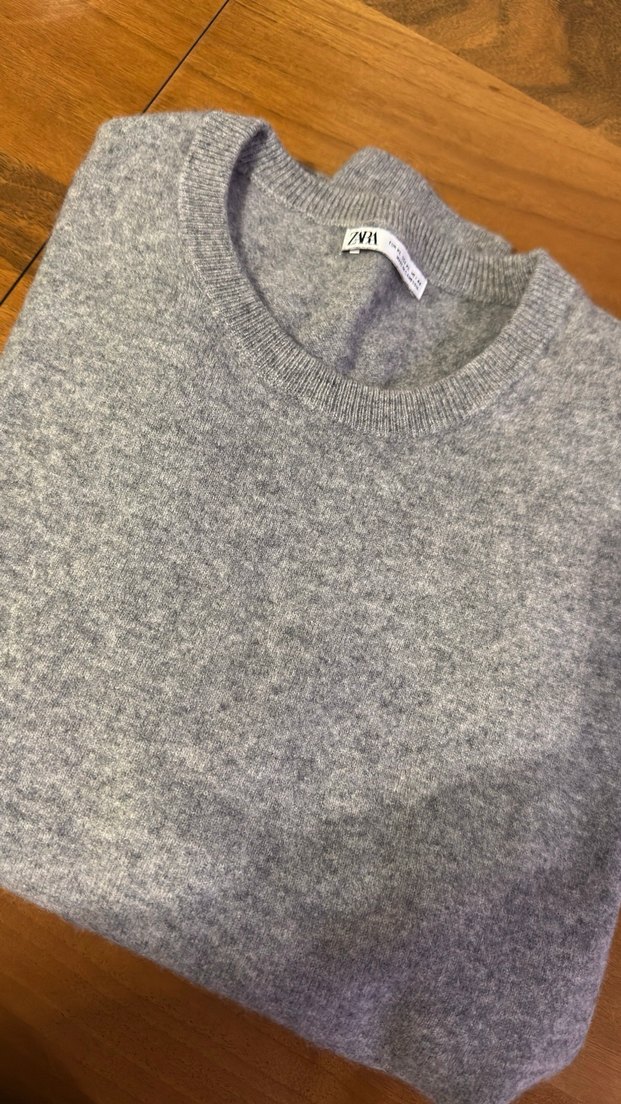 ZARA Gri Yün erkek  Kazak - Görsel 2