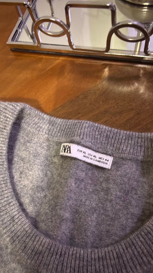 ZARA Gri Yün erkek  Kazak - Görsel 4