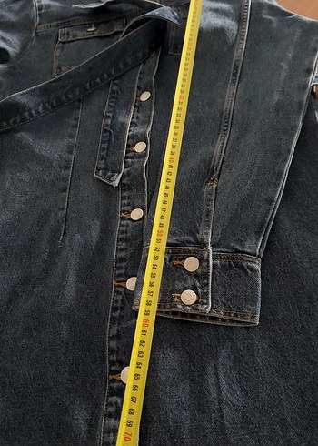 Zara Düğmeli Uzun Lacivert Kadın Kot treçkot & elbise - Görsel 8