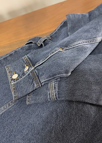 Zara Düğmeli Uzun Lacivert Kadın Kot treçkot & elbise - Görsel 3