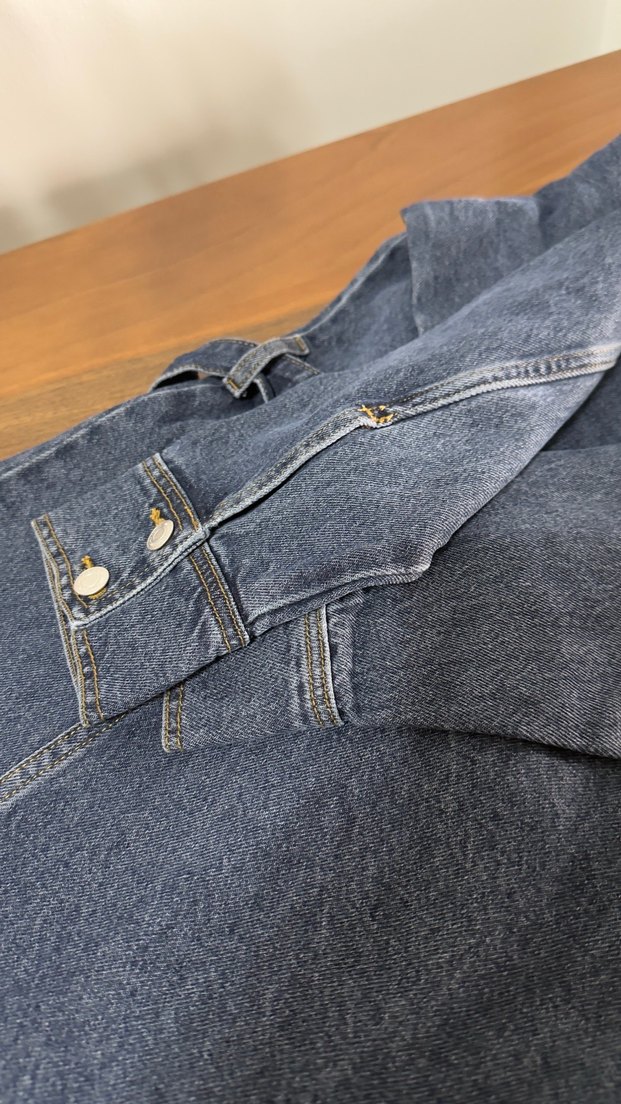 Zara Düğmeli Uzun Lacivert Kadın Kot treçkot & elbise - Görsel 3