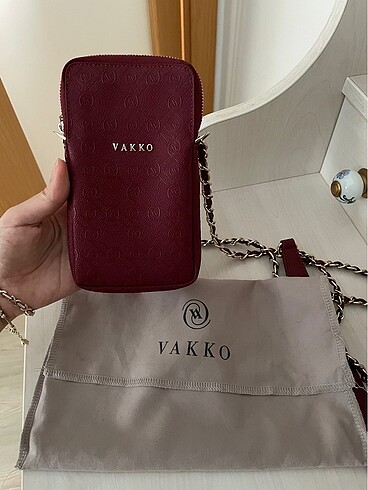  Beden bordo Renk Orijinal Vakko telefon çantası