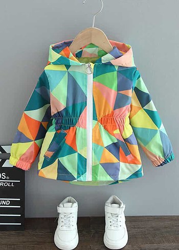 H&M Kız Çocuk Çok Renkli Kapüşonlu Yağmurluk