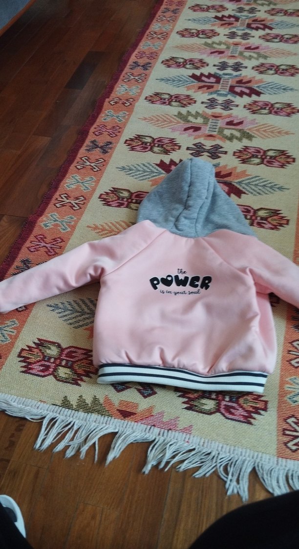 Kapüşonlu Pembe Düğmeli Kız Çocuk Ceketi - Görsel 2