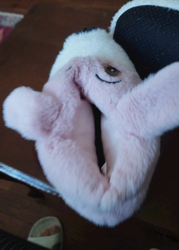 Pembe Kız Çocuk Sıcak Peluş Ev Terliği - Görsel 4