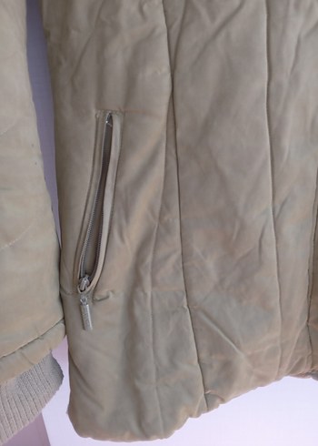 Bej Kadın Fermuarlı Midi Ceket - Görsel 5