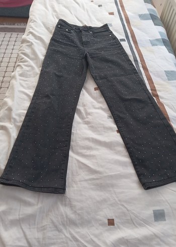 Kadın Gri Bol Kesim Kemerli Denim Pantolon - Görsel 6