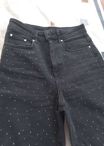 Kadın Gri Bol Kesim Kemerli Denim Pantolon - Görsel 4