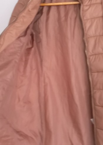 Bej Kapüşonlu Kadın Kışlık Mont - Görsel 2