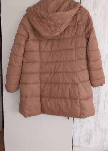 Bej Kapüşonlu Kadın Kışlık Mont - Görsel 3