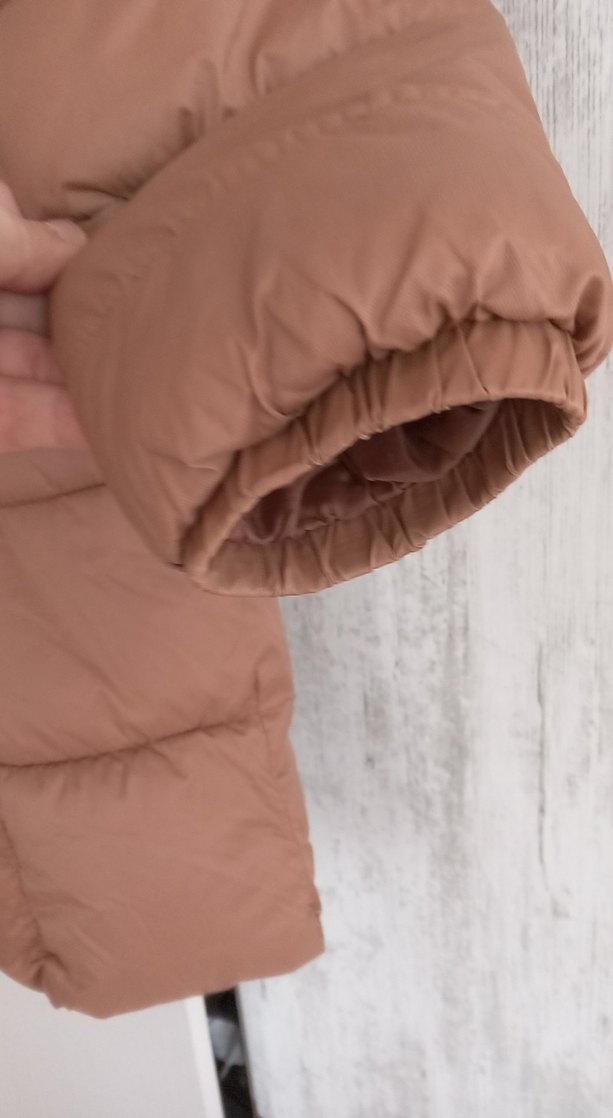 Bej Kapüşonlu Kadın Kışlık Mont - Görsel 4