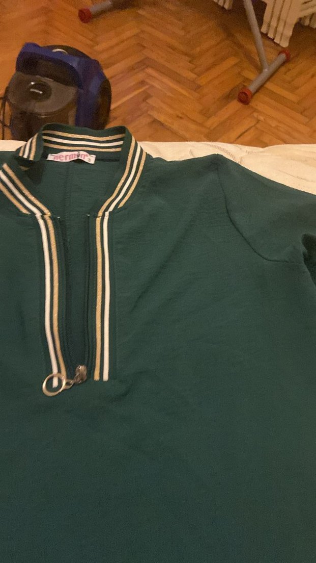 Uzun Kollu Yeşil Keten Bohem Elbise - Görsel 2