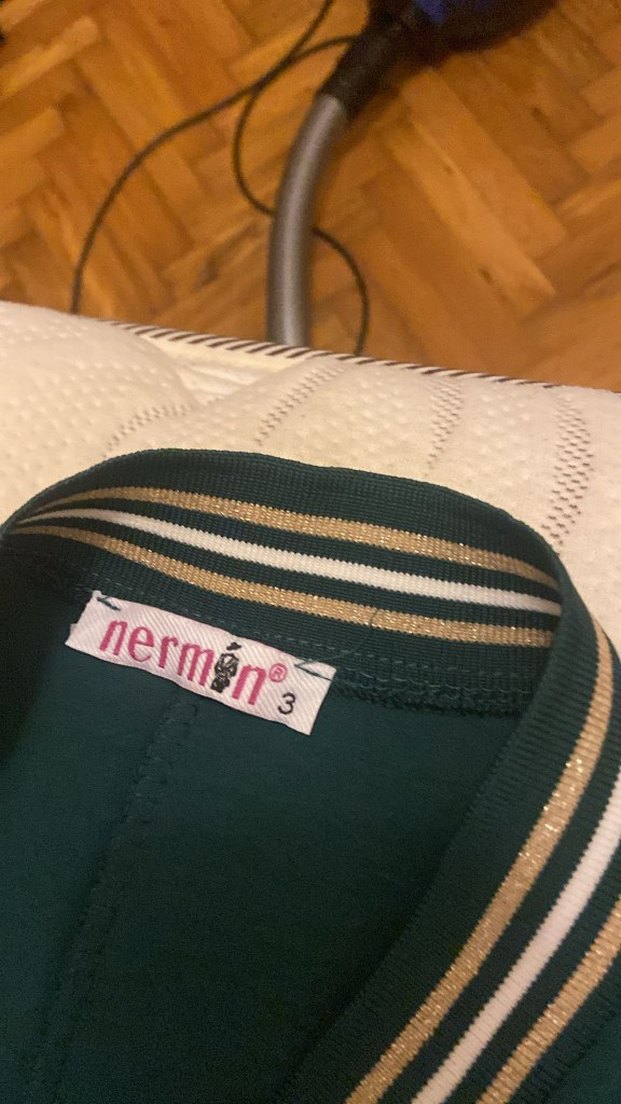 Uzun Kollu Yeşil Keten Bohem Elbise - Görsel 3