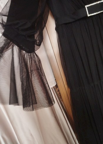 Uzun Siyah Gotik Kadın Elbise - Görsel 4