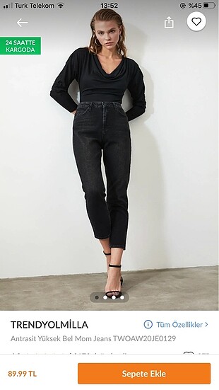 Trendyol siyah mom jean