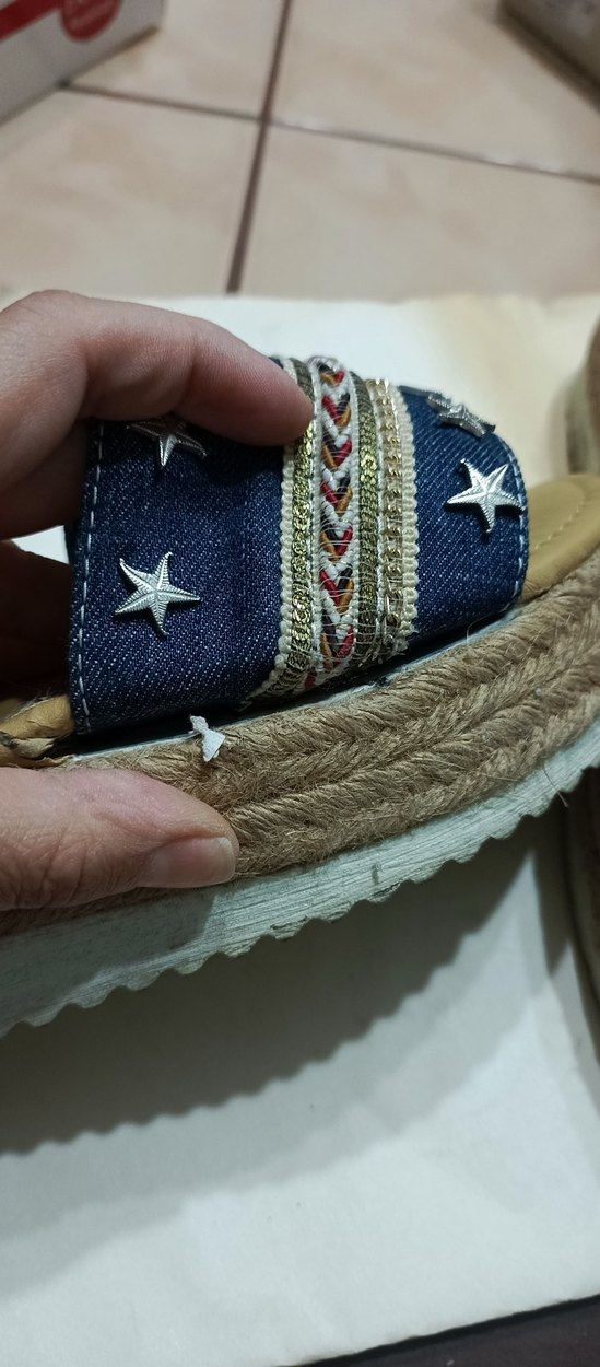 Mavi Nakışlı Kadın Denim Dolgu Topuklu Espadril - Görsel 2