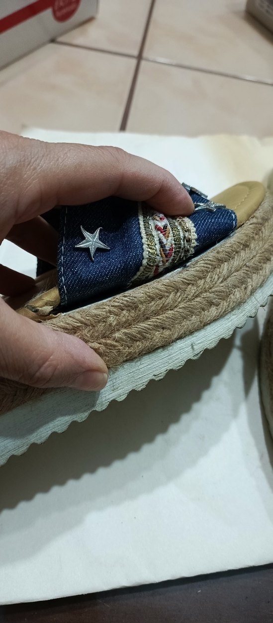 Mavi Nakışlı Kadın Denim Dolgu Topuklu Espadril - Görsel 3