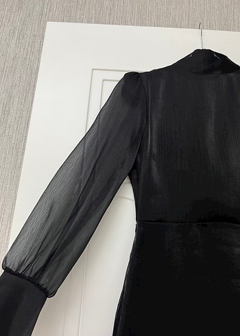 Uzun Kollu Siyah Gotik Kadın Elbise - Görsel 6