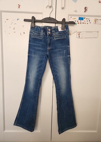 Kızlar için Mavi Denim Bol Paça Pantolon