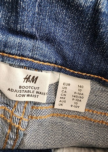 10 Yaş Beden mavi Renk Kızlar için Mavi Denim Bol Paça Pantolon