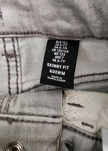7 Yaş Beden Gri Erkek Çocuk Denim Pantolon