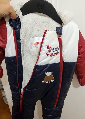 Bordo Erkek Bebek Peluş Tulum - Görsel 6