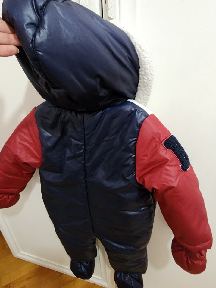 Bordo Erkek Bebek Peluş Tulum - Görsel 5