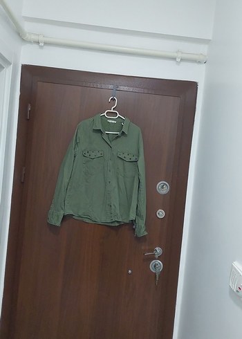 xl Beden Kadın Haki Keten Gömlek Uzun Kollu