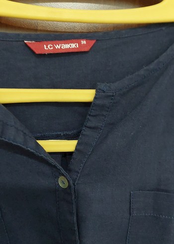 38 Beden mavi Renk Düğmeli Mavi Denim Kadın Gömlek