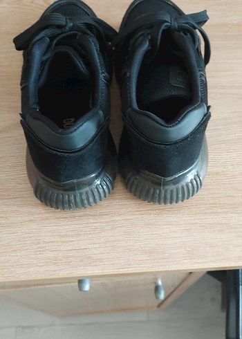 Siyah Bağcıklı Stiletto Topuklu Kadın Spor Ayakkabı - Görsel 3