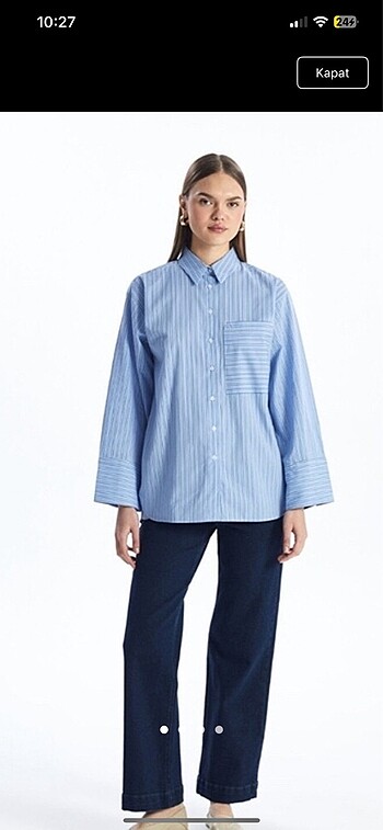 Çizgili oversize gömlek tunik