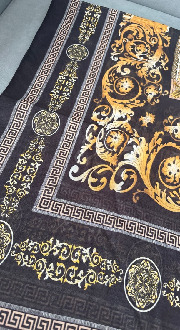 Kadın Altın Renkli Drapeli Şal - Görsel 2