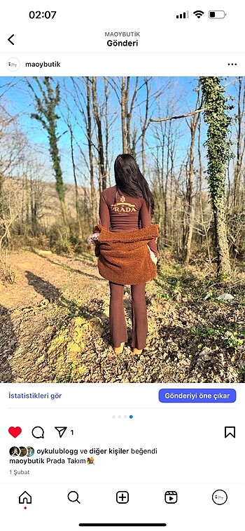 m Beden kahverengi Renk Prada İkili Takım