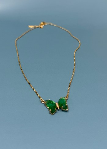 Turkuaz Kelebek Detaylı Zincir Kolye - Görsel 2