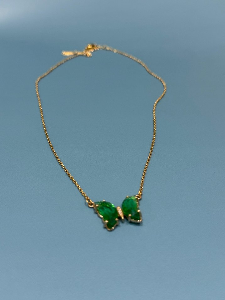 Turkuaz Kelebek Detaylı Zincir Kolye - Görsel 2