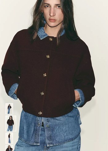Zara Bordo Altın Düğmeli Ceket