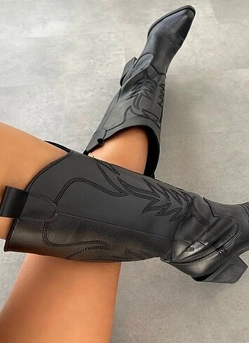 38 Beden bershka muadil kovboy deri siyah çizme