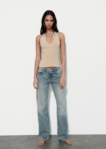 xs Beden Zara Esnek Halter Yaka Bluz