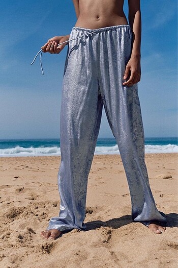 zara wide leg foil pantolon