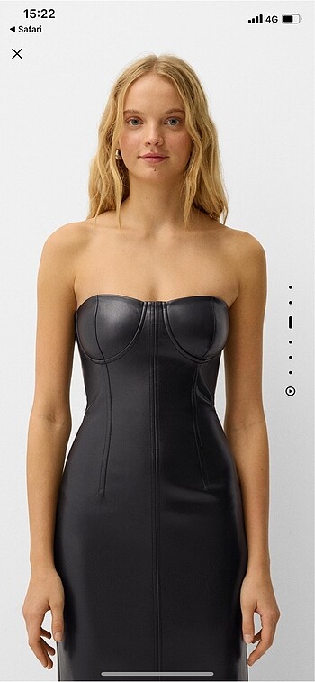 xs Beden bershka suni deri bandeau midi elbise