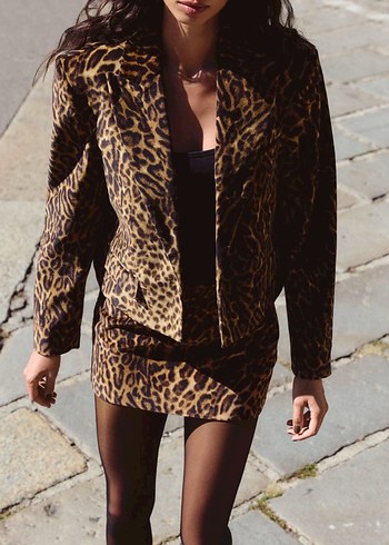 s Beden Zara Kadife Leopar Etek