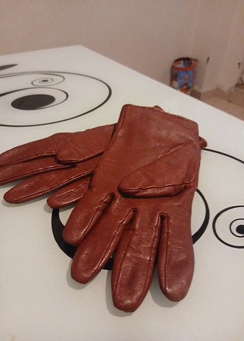 Kahverengi Deri Kadın Biker Eldiven - Görsel 2