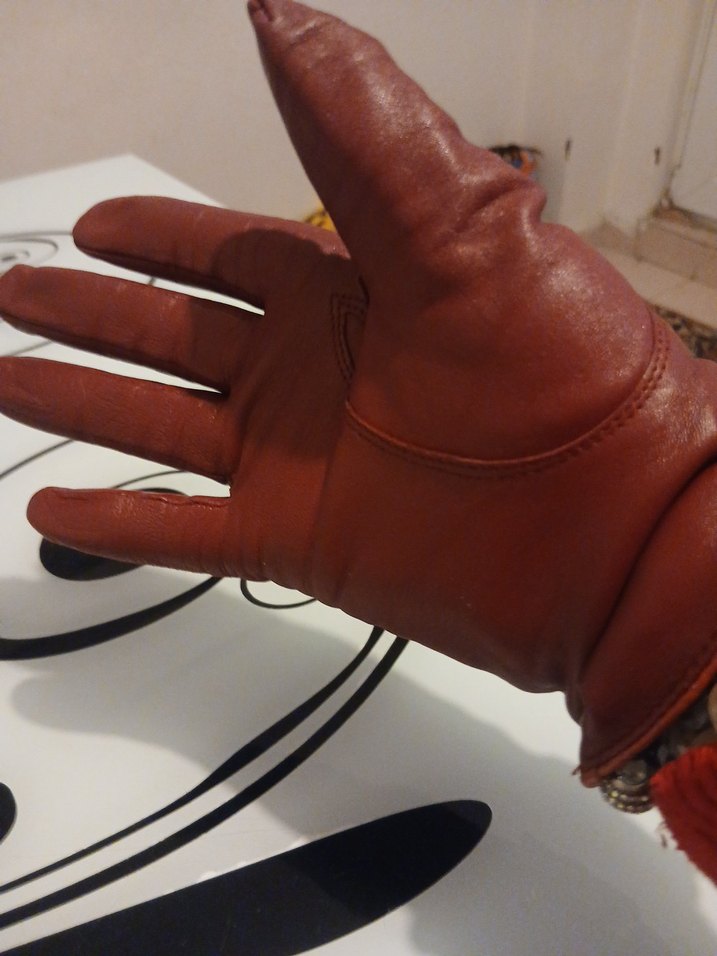 Kahverengi Deri Kadın Biker Eldiven - Görsel 5