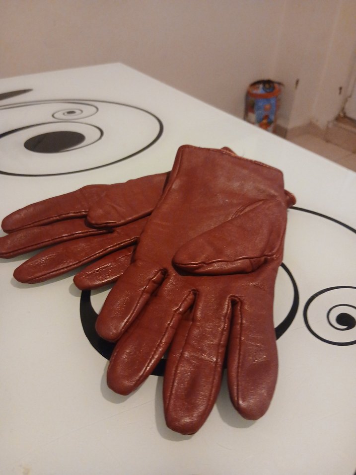 Kahverengi Deri Kadın Biker Eldiven - Görsel 2