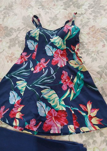 Çiçek Desenli Drapeli Mini Kadın Mayo - Görsel 2