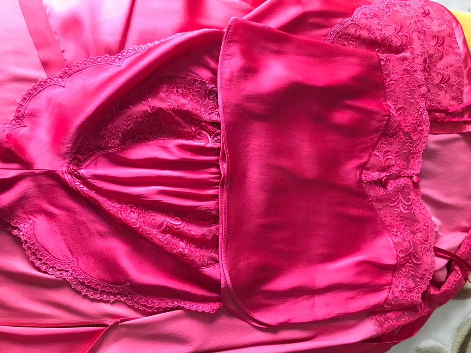 Parlak Pembe Midi Kadın Gecelik Takımı - Görsel 4