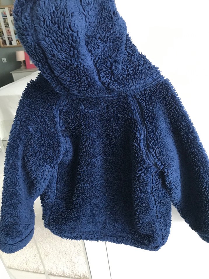 Kapüşonlu Erkek Çocuk Mavi Fermuarlı Mont - Görsel 2